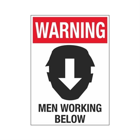 Warning Men Working Below 10" x 14" Sign
